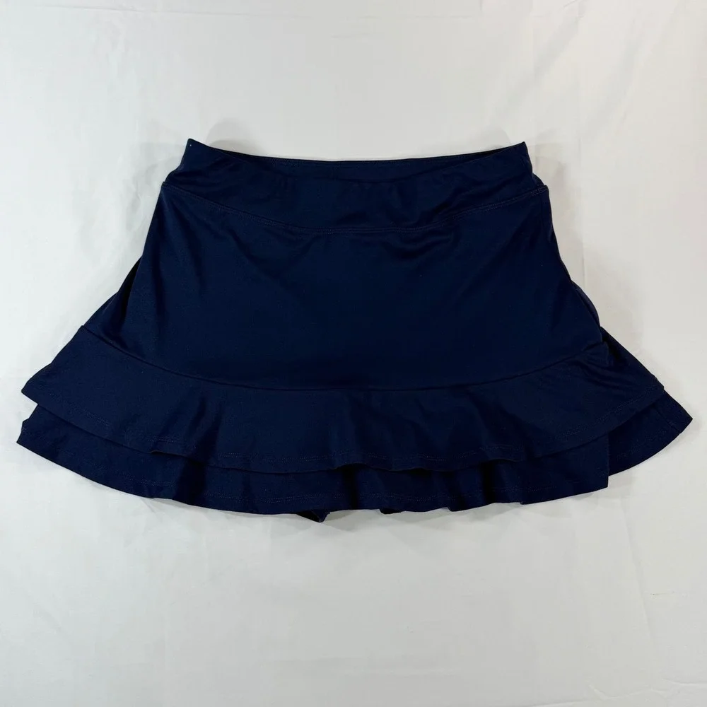 Grand Slam Performance Navy Blue Ruffle Tennis Skort Womens S Pocket Athletic